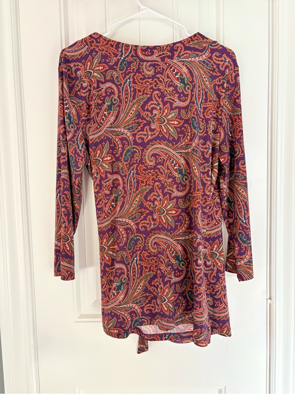 Lauren Ralph Lauren Paisley Stretch Jersey Faux Wrap Top - Picture 3 of 4
